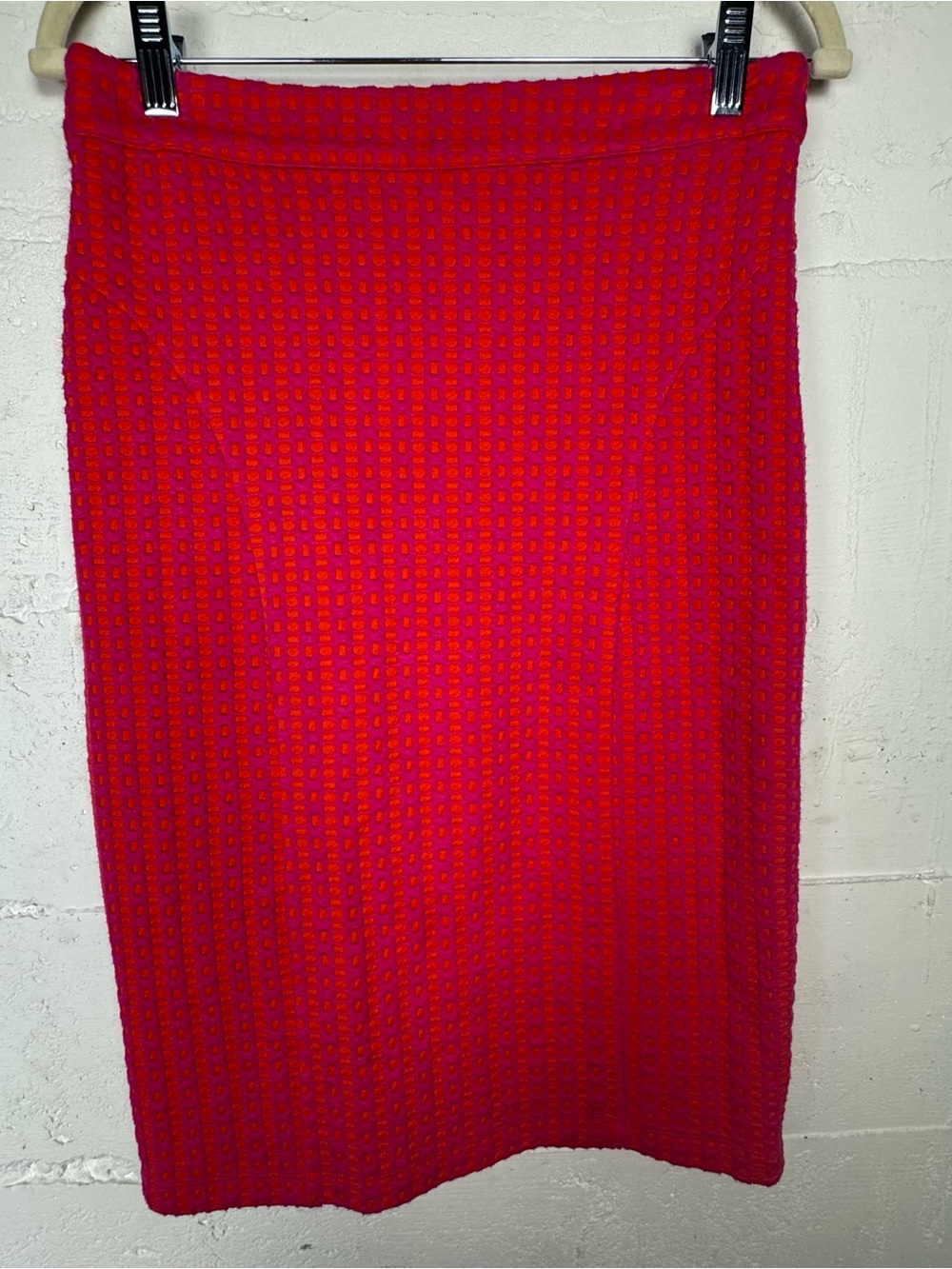 Anthropologie Maeve Vibrant Fuchs‎ Orange  Red Textured Knit Pencil Skirt Small